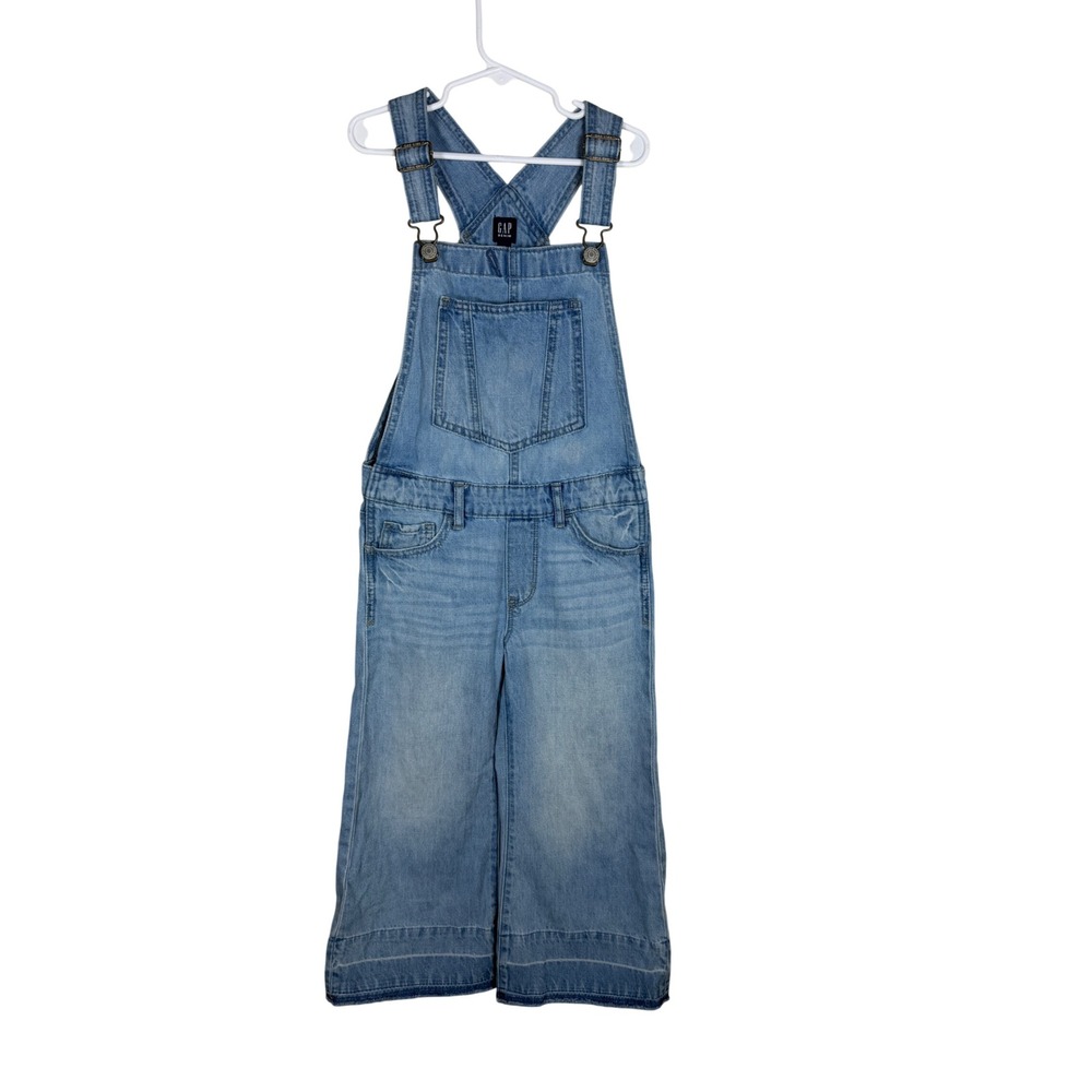 Gap Kids Blue Denim Wide Leg Bib Overalls Light Wash Size M 8-9